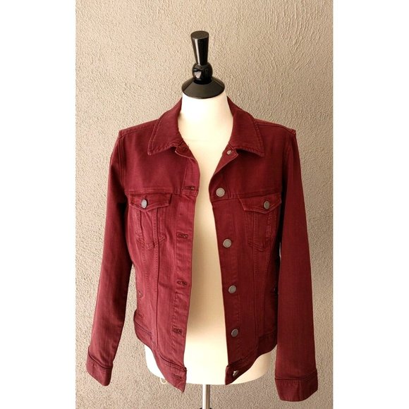 NWOT Liverpool Los Angeles Classic Jean Jacket in Dark Cherry Size M - Picture 2 of 7
